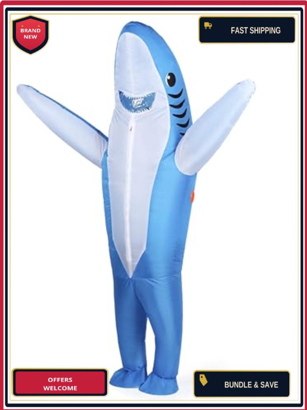 Inflatable Shark Costume Adult 100% Polyester Blow Up Halloween Cosplay Party